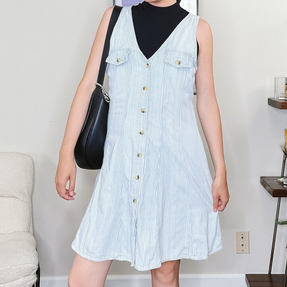 90's Stripe Denim Jumper Dress